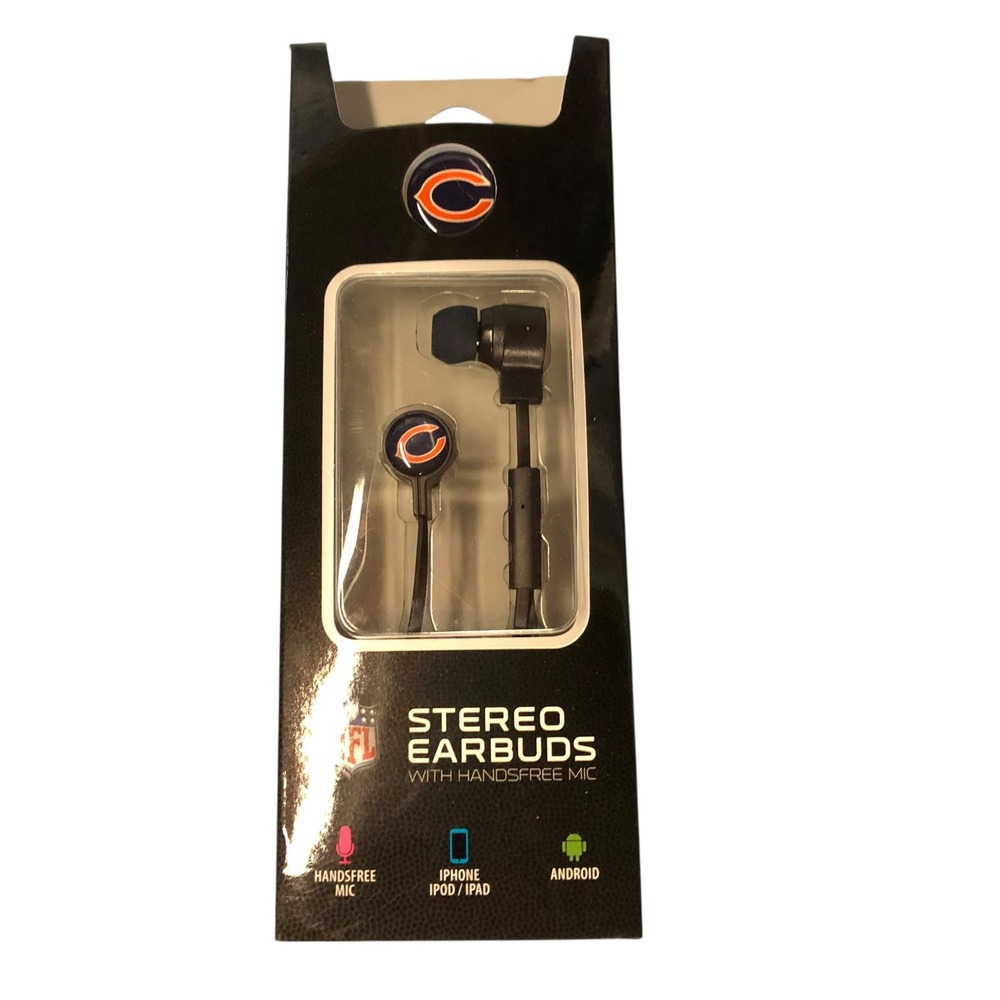 Chicago Bears NFL Stereo Earbuds and Micro USB Cable Car Charger Set